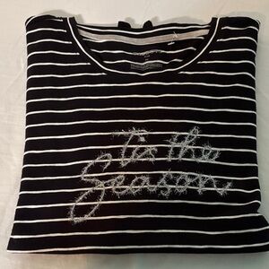 Black and White Striped Women's Top